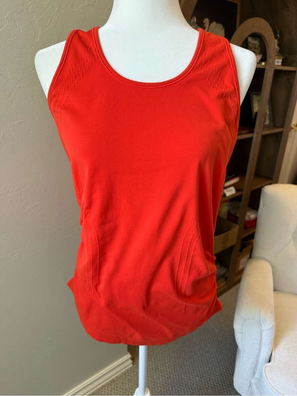 Athleta Coral Red Racerback Ruched Athletic Workout Tank Top Medium